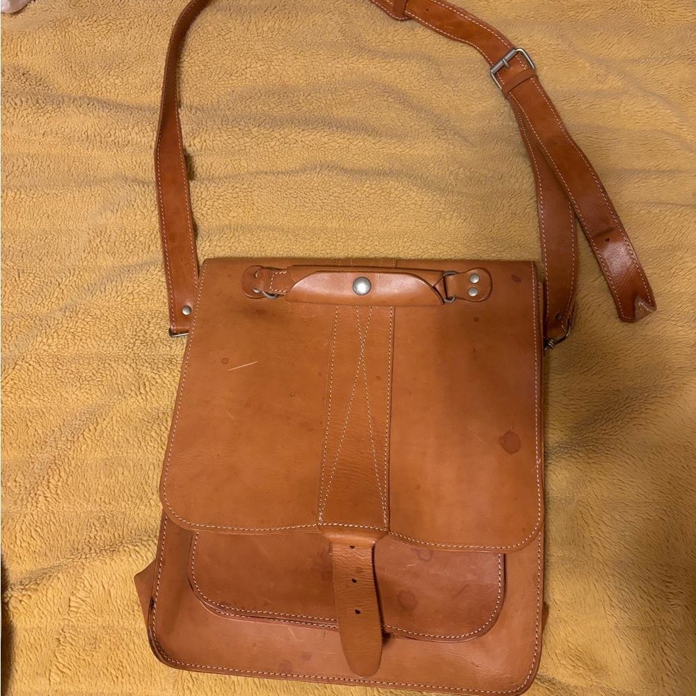 Tan Leather Messenger Bag from Greece